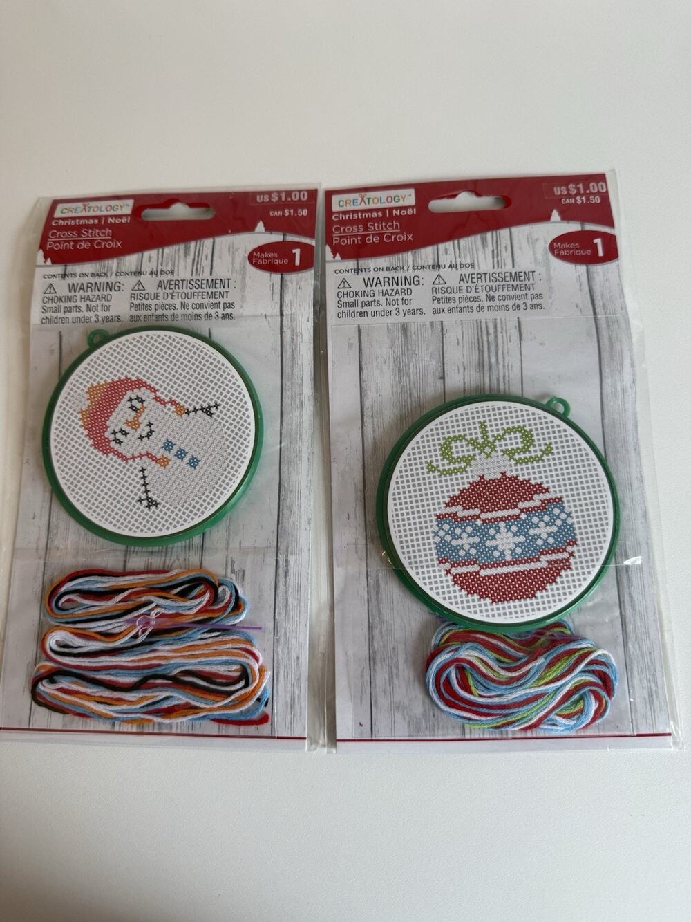 Creatology Craft Christmas Cross Stitch Ornament Kits (2) NEW Sealed Vintage